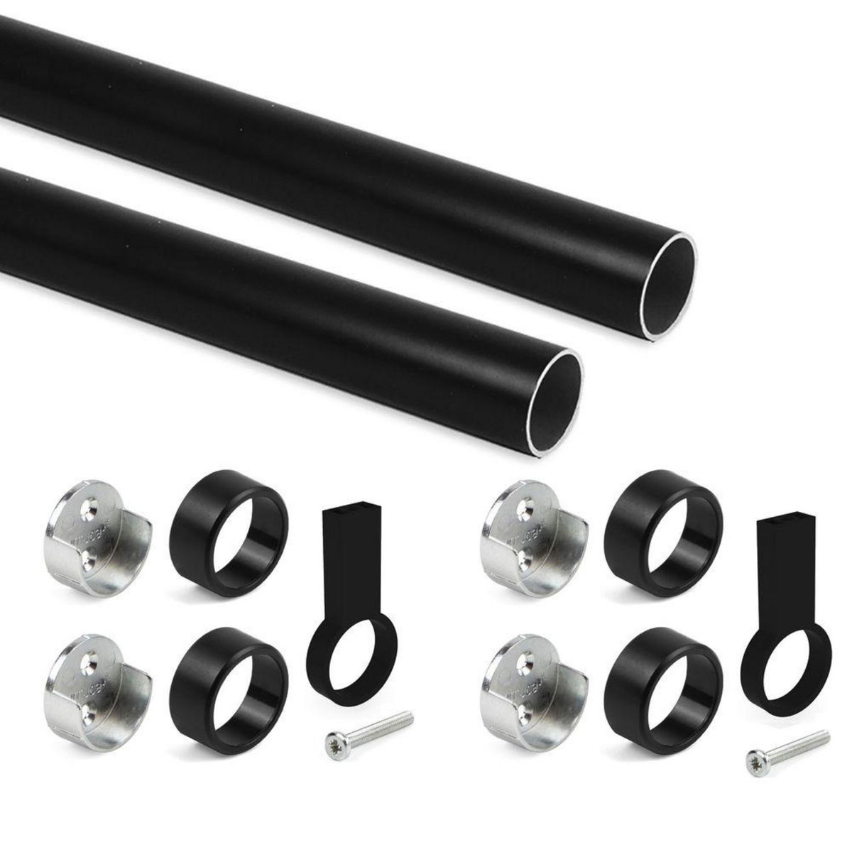 EMUCA SRL Kit tube de penderie circulaire Ø28, L 1150 mm, Peint en noir