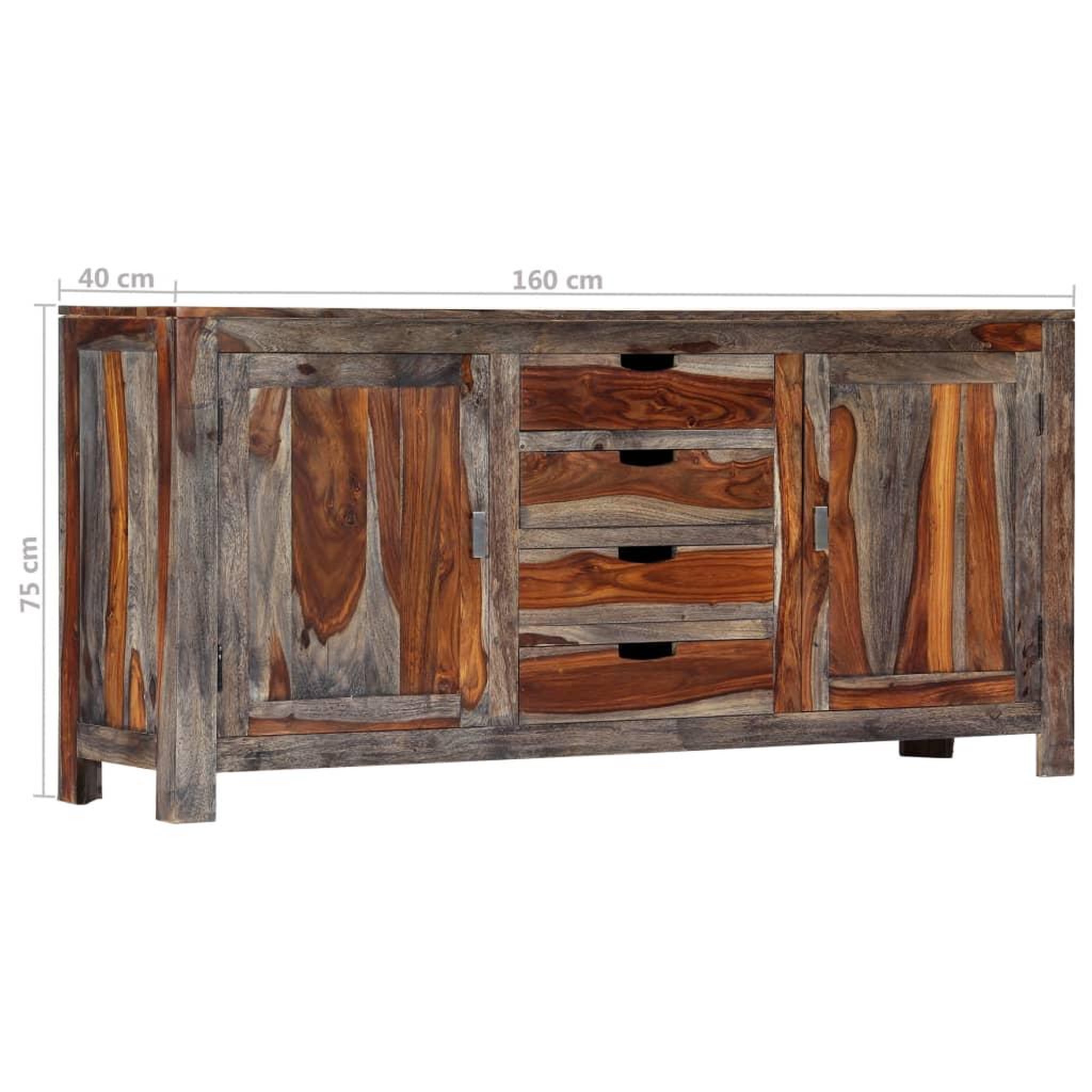 Voir la diapositive 6 : VIDAXL Buffet gris 160x40x75 cm bois de sesham massif