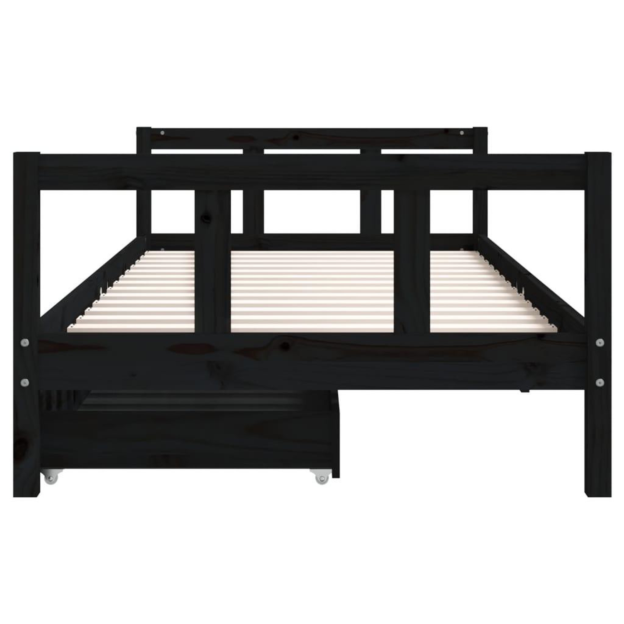 Voir la diapositive 5 : VIDAXL Cadre de lit enfant avec tiroirs noir 90x200 cm bois pin massif