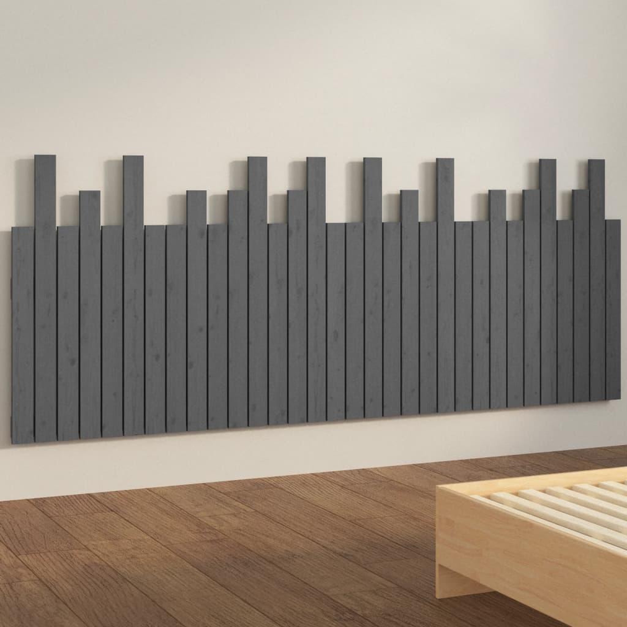 Voir la diapositive 4 : VIDAXL Tete de lit murale Gris 204x3x80 cm Bois massif de pin