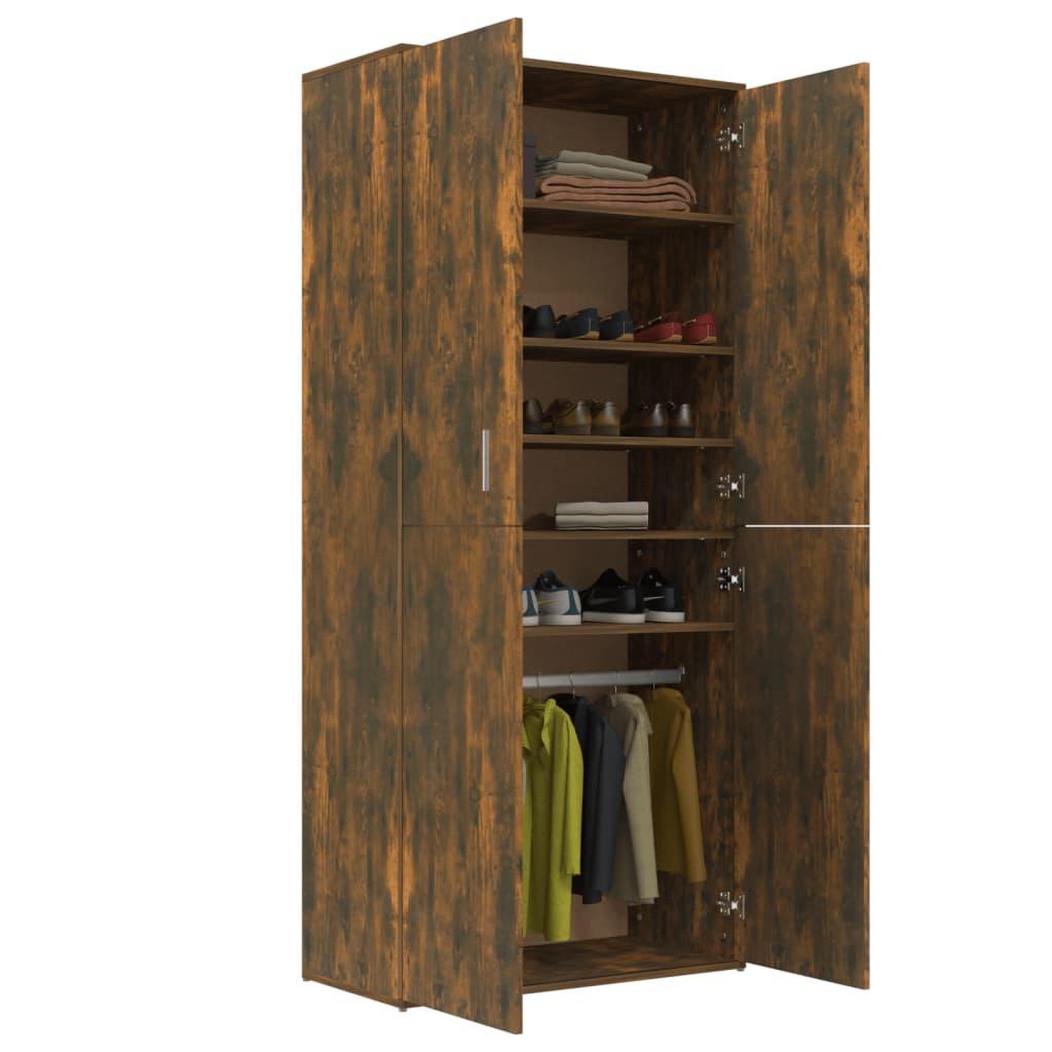 Voir la diapositive 4 : VIDAXL Armoire a chaussures chene fume 80x39x178 cm bois d'ingenierie