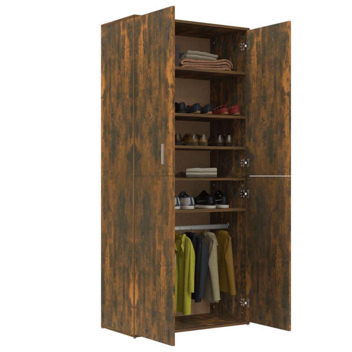 VIDAXL Armoire a chaussures chene fume 80x39x178 cm bois d'ingenierie