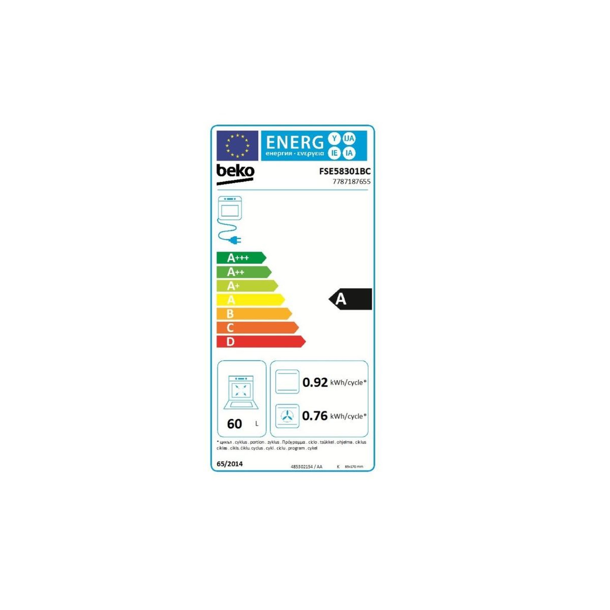 Voir la diapositive 2 : Beko Cuisinière induction 60l 3 feux noir - fse58301bc