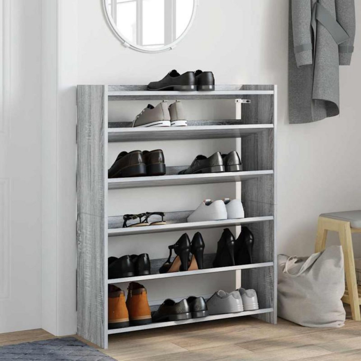 VIDAXL Étagère à chaussures sonoma gris 80x25x100 cm bois d ingénierie