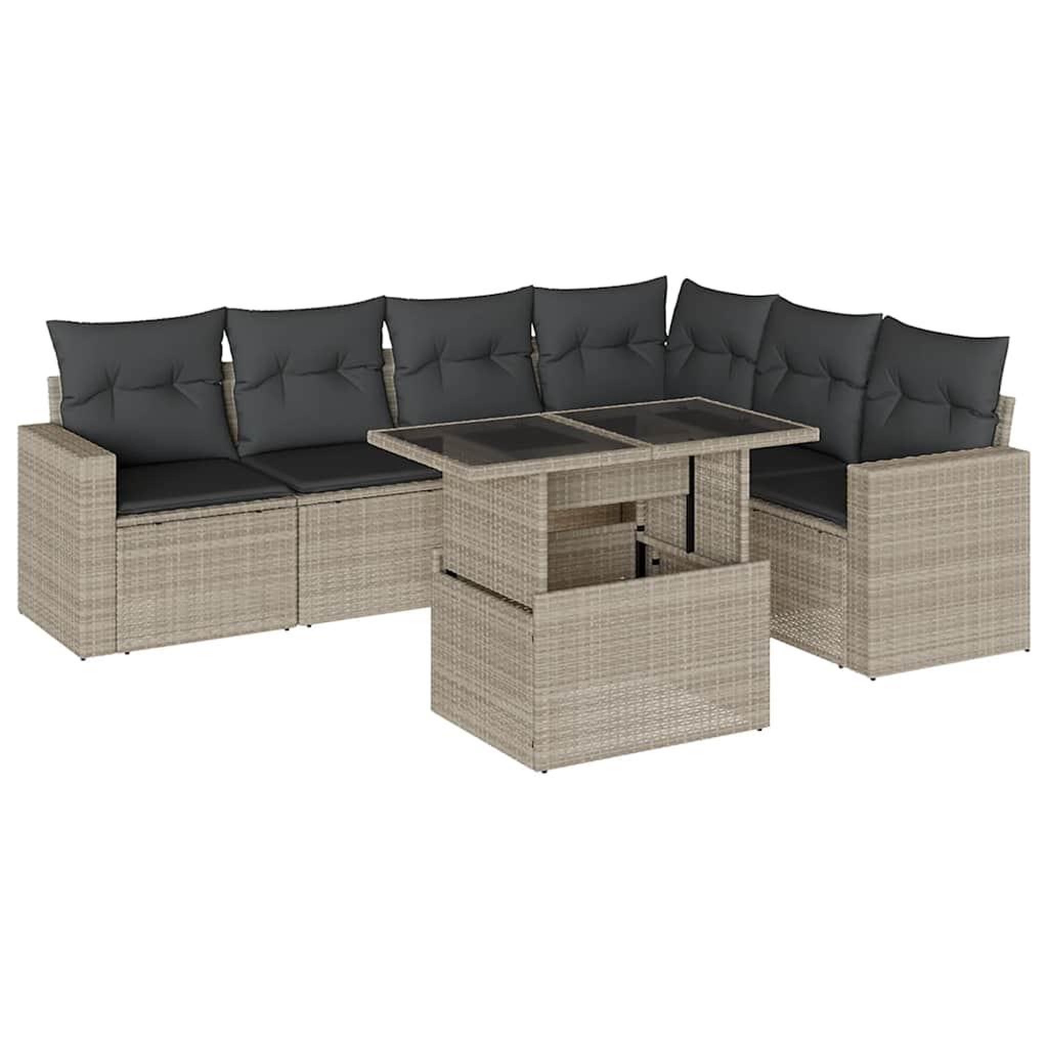 Voir la diapositive 2 : VIDAXL Salon de jardin avec coussins 7 pcs gris clair resine tressee