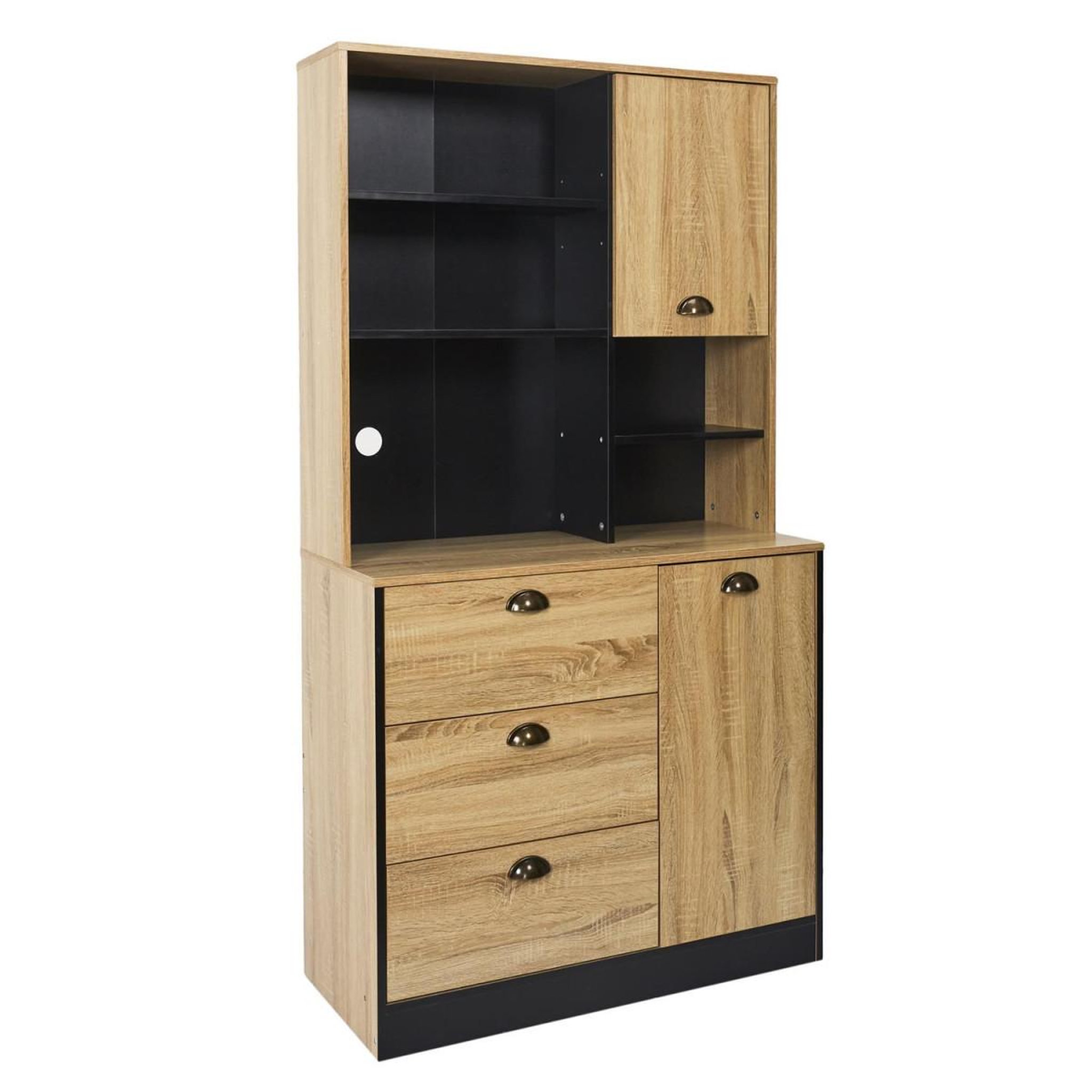 Voir la diapositive 2 : The Home Deco Factory Buffet de Cuisine  Chef  169cm Naturel & Noir