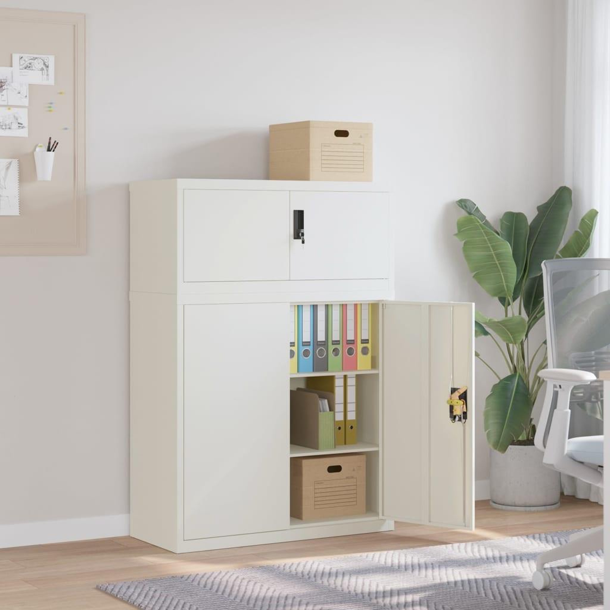 VIDAXL Classeur blanc 90x40x130 cm acier