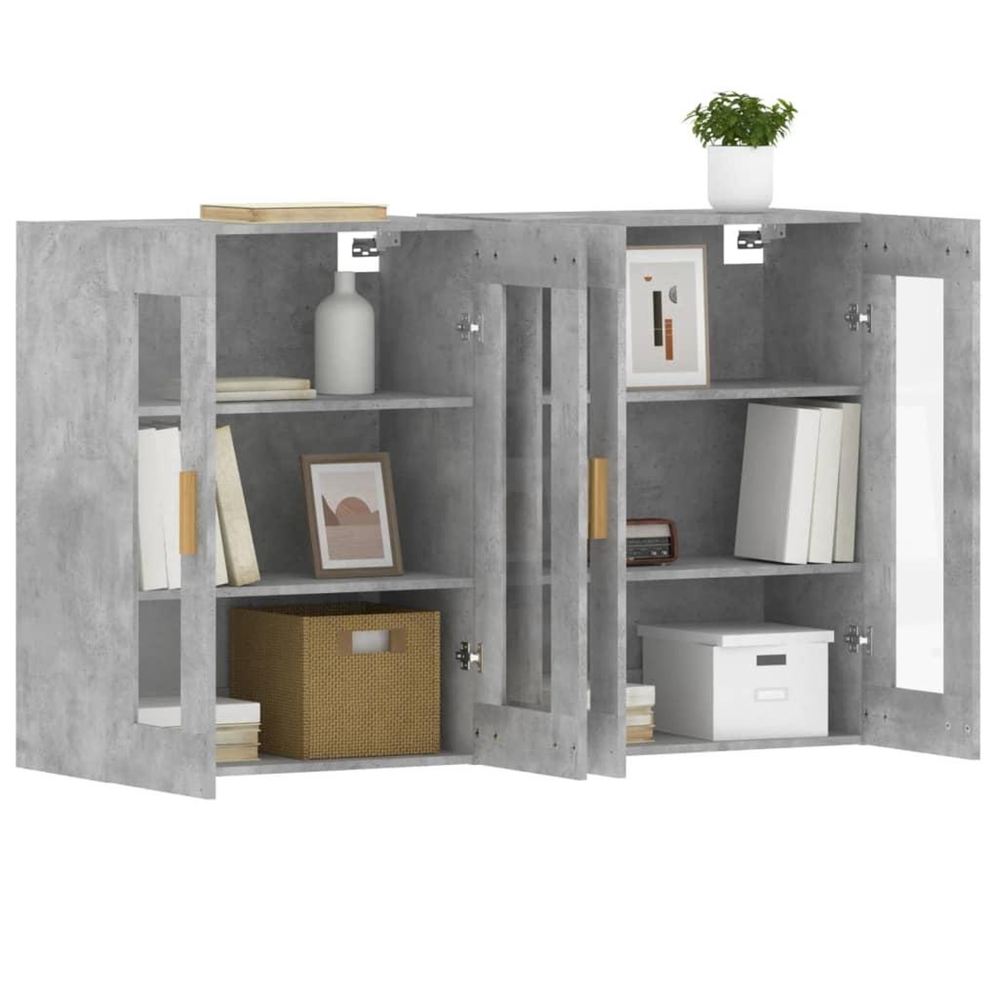 Voir la diapositive 4 : VIDAXL Armoires murales 2 pcs gris beton bois d'ingenierie