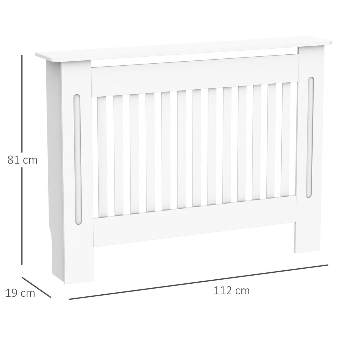 HOMCOM Cache-radiateur design panneau cabinet 112L x 19l x 81H cm MDF blanc