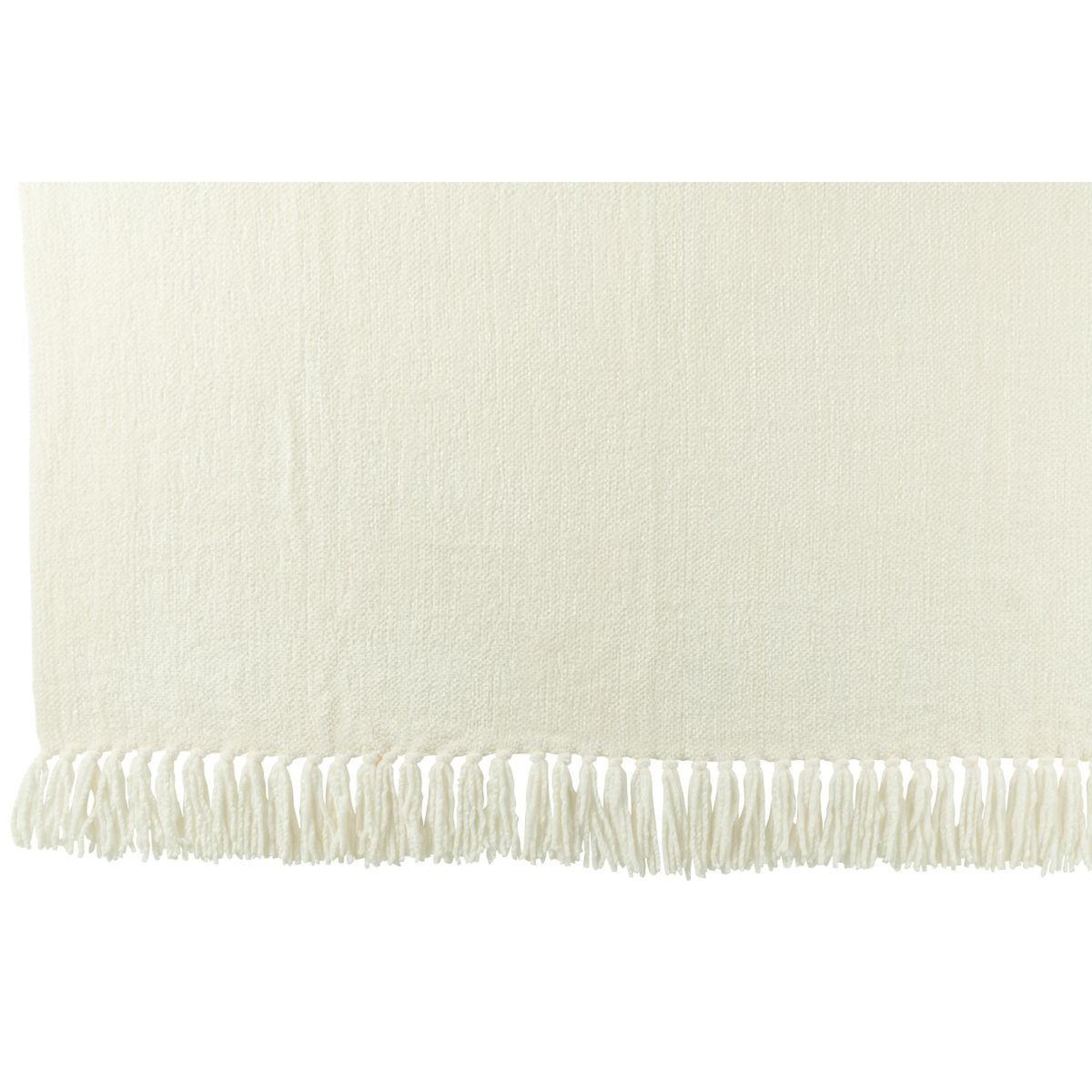 Voir la diapositive 2 : J-LINE Plaid à franges  chenille  130x170cm blanc