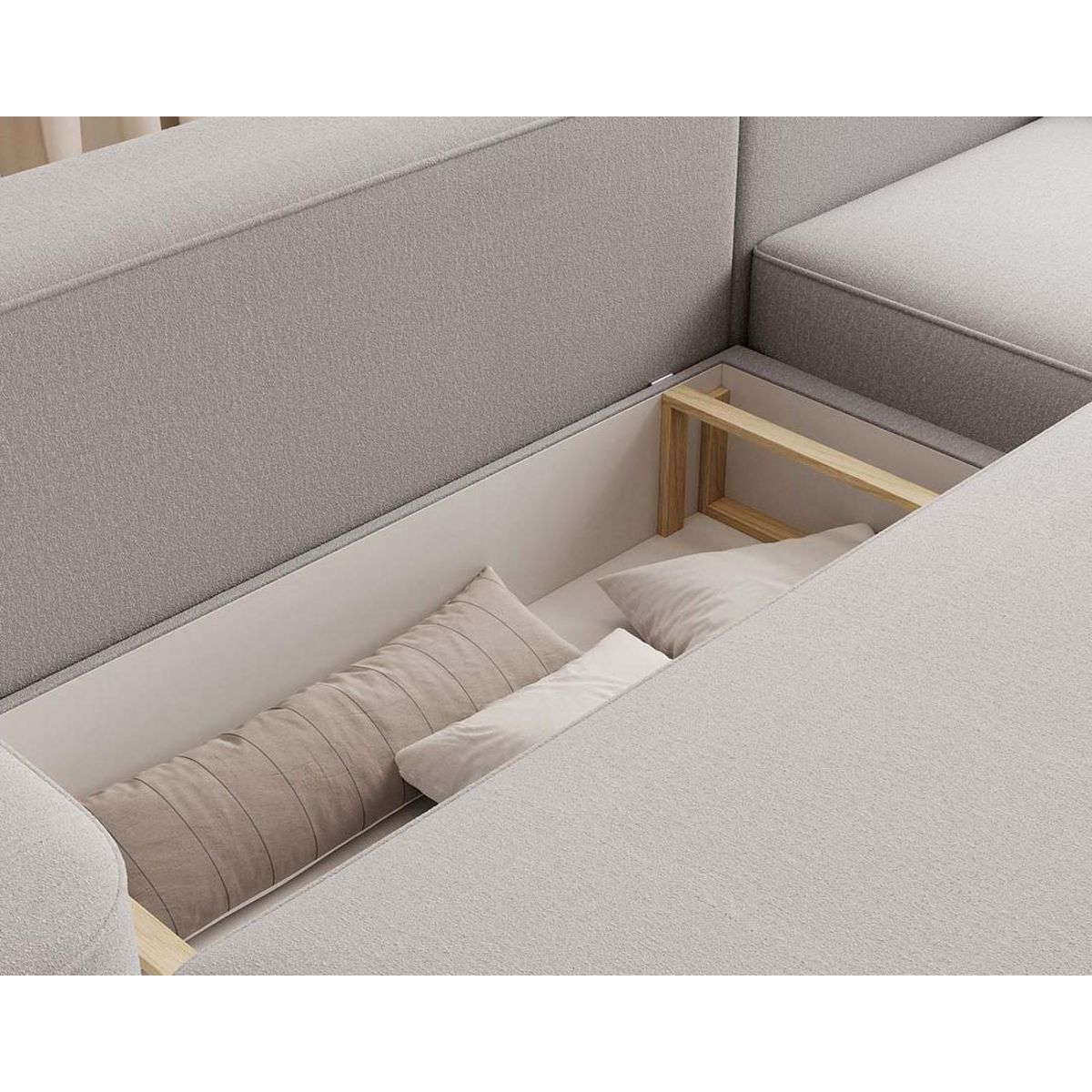 BEST MOBILIER Sam - canapé d'angle droit 4 places convertible avec coffre en tissu