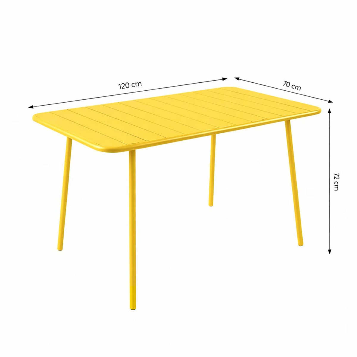 CONCEPT USINE Ensemble table de jardin 120 cm et 4 chaises jaune BERGAME