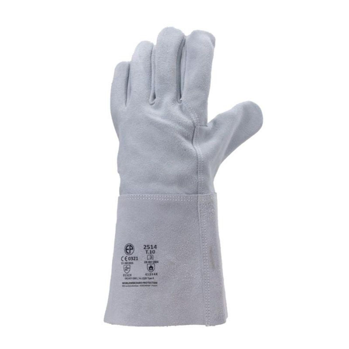 NOTRE SELECTION Gants de protection soudeur croûte vachette manchette 15cm gris T10 MO2514