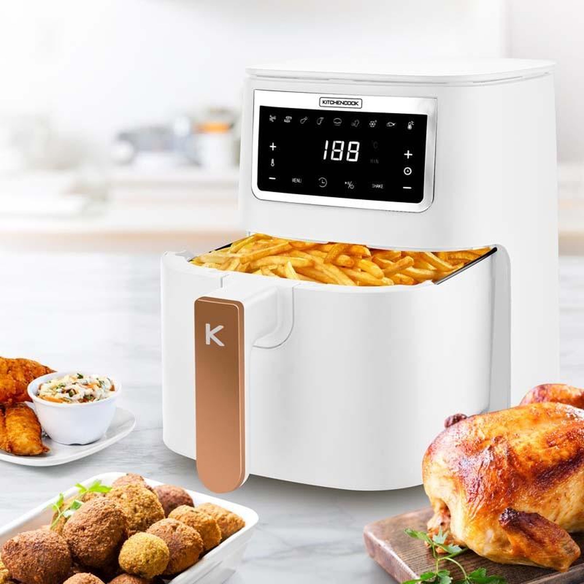 Voir la diapositive 2 : KITCHENCOOK Kitchencook - Airmed4 - Blanc - Friteuse Sans Huile - 4 L - 1400 W