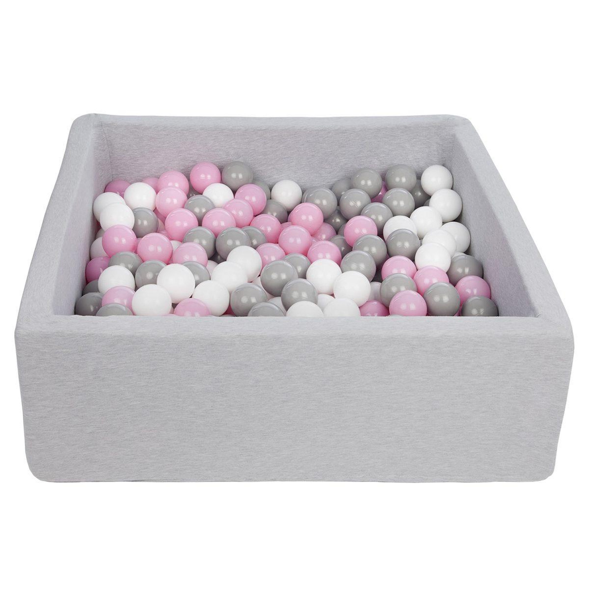 VELINDA Piscine à balles pour enfant, 90x90 cm, aire de jeu + 300 balles blanc,rose clair,gris
