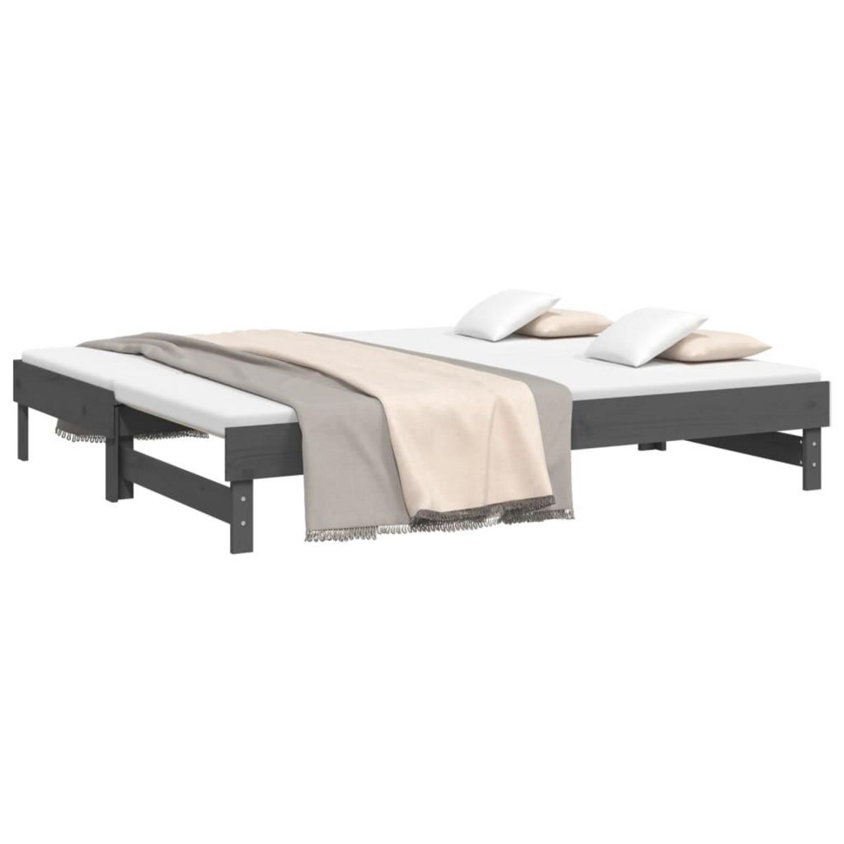 VIDAXL Lit coulissant sans matelas gris 2x(90x200) cm