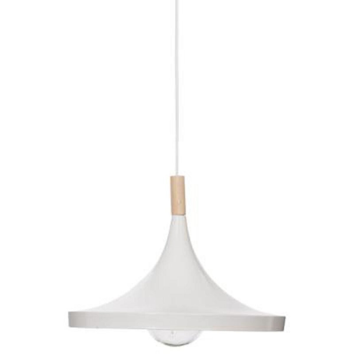  Lampe Suspension Design  Métal & Bois  32cm Blanc