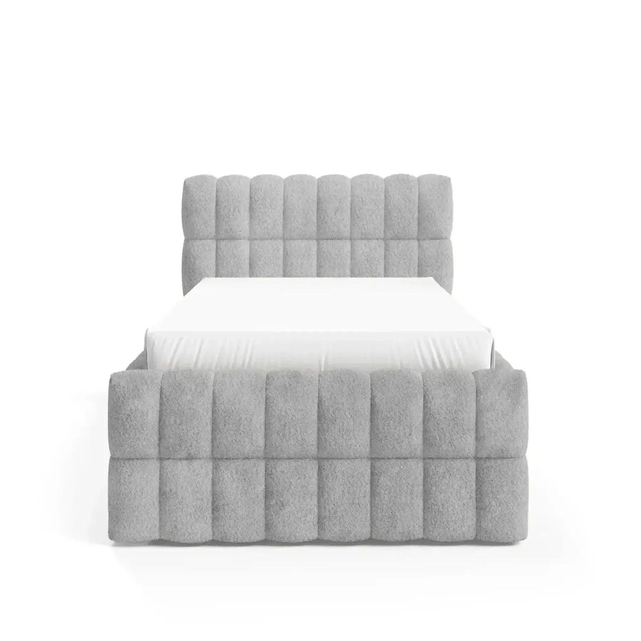 Voir la diapositive 1 : CASANOVA PARIS Voltaire - lit coffre tissu bouclette gris clair