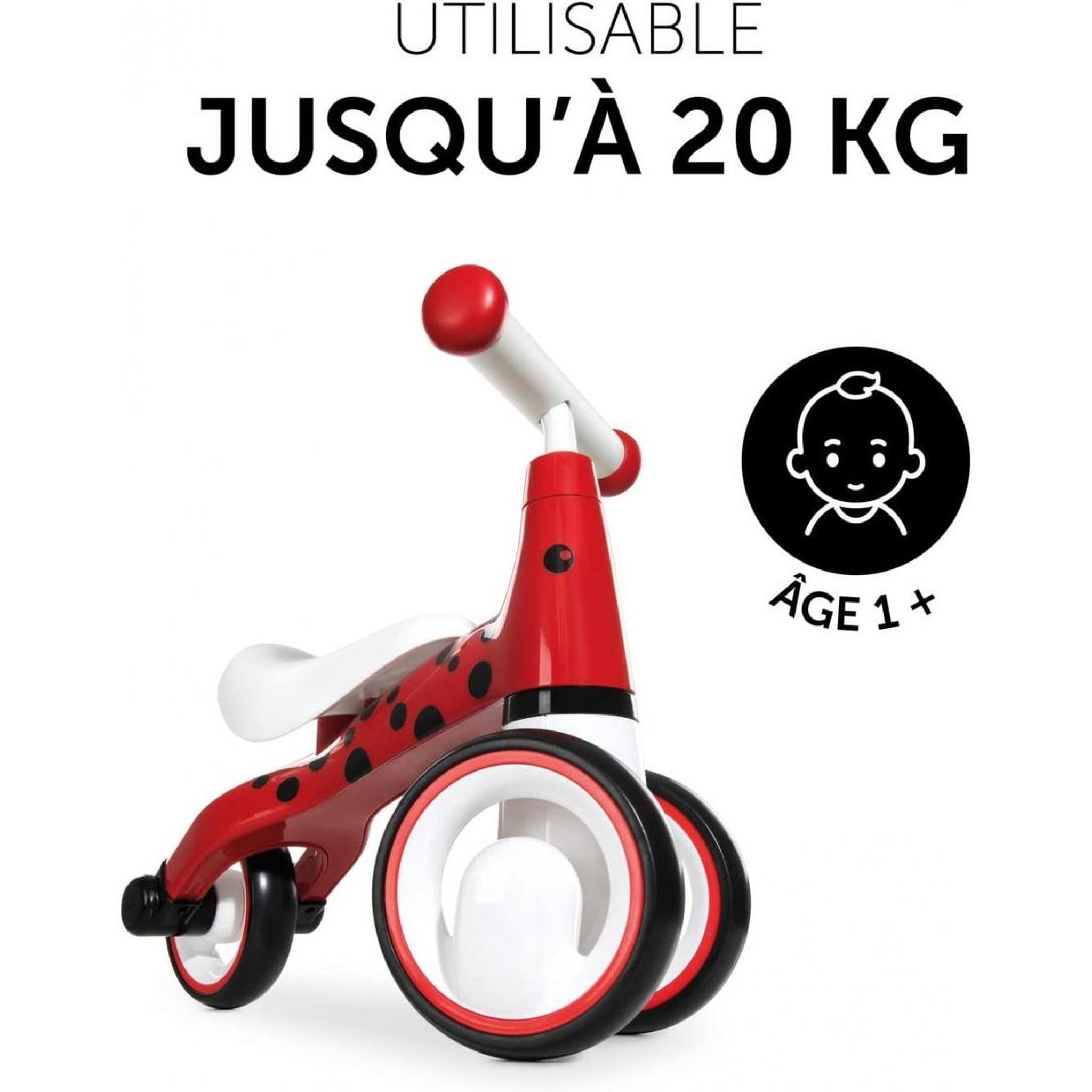 Voir la diapositive 2 : HAUCK Porteur Ride-on 1st Ride Three Coccinelle Rouge