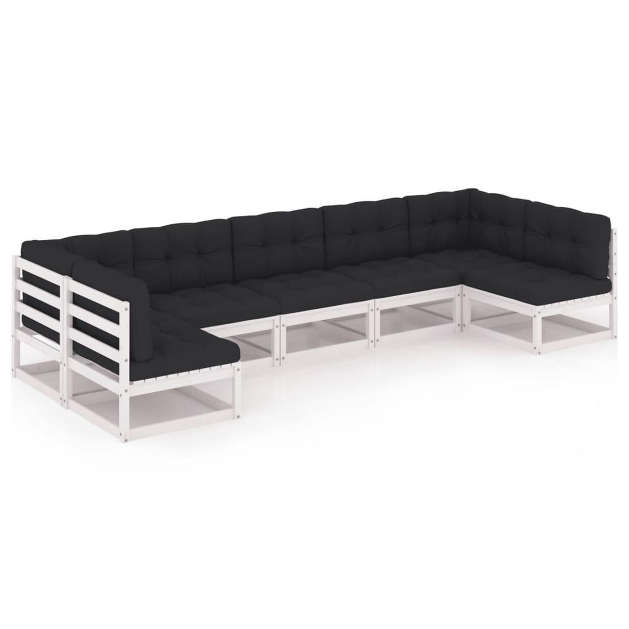 Voir la diapositive 2 : VIDAXL Salon de jardin 7 pcs avec coussins blanc bois de pin massif