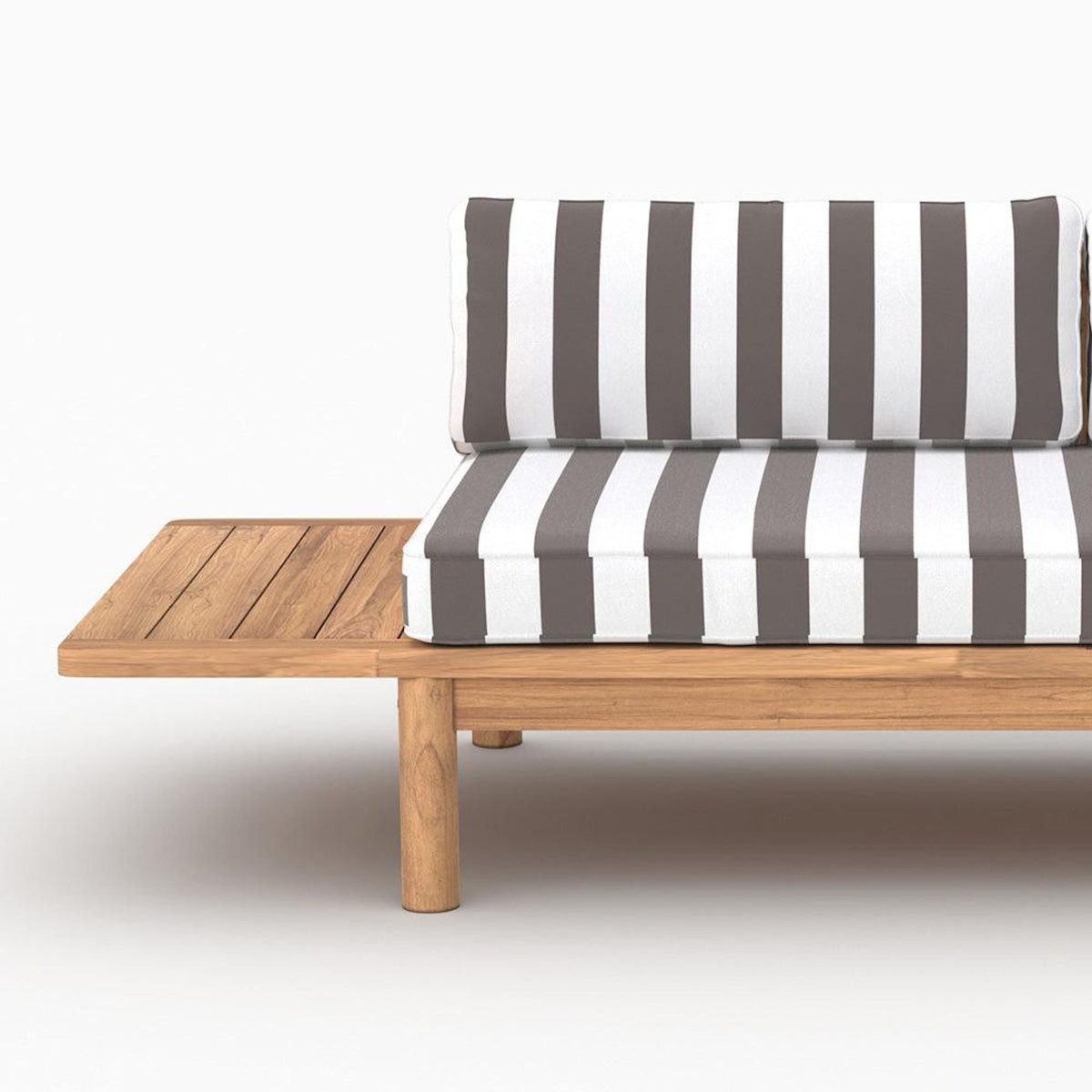 Rendez vous déco Canapé de jardin en teck massif et coussins rayés gris 2 places-Nadila