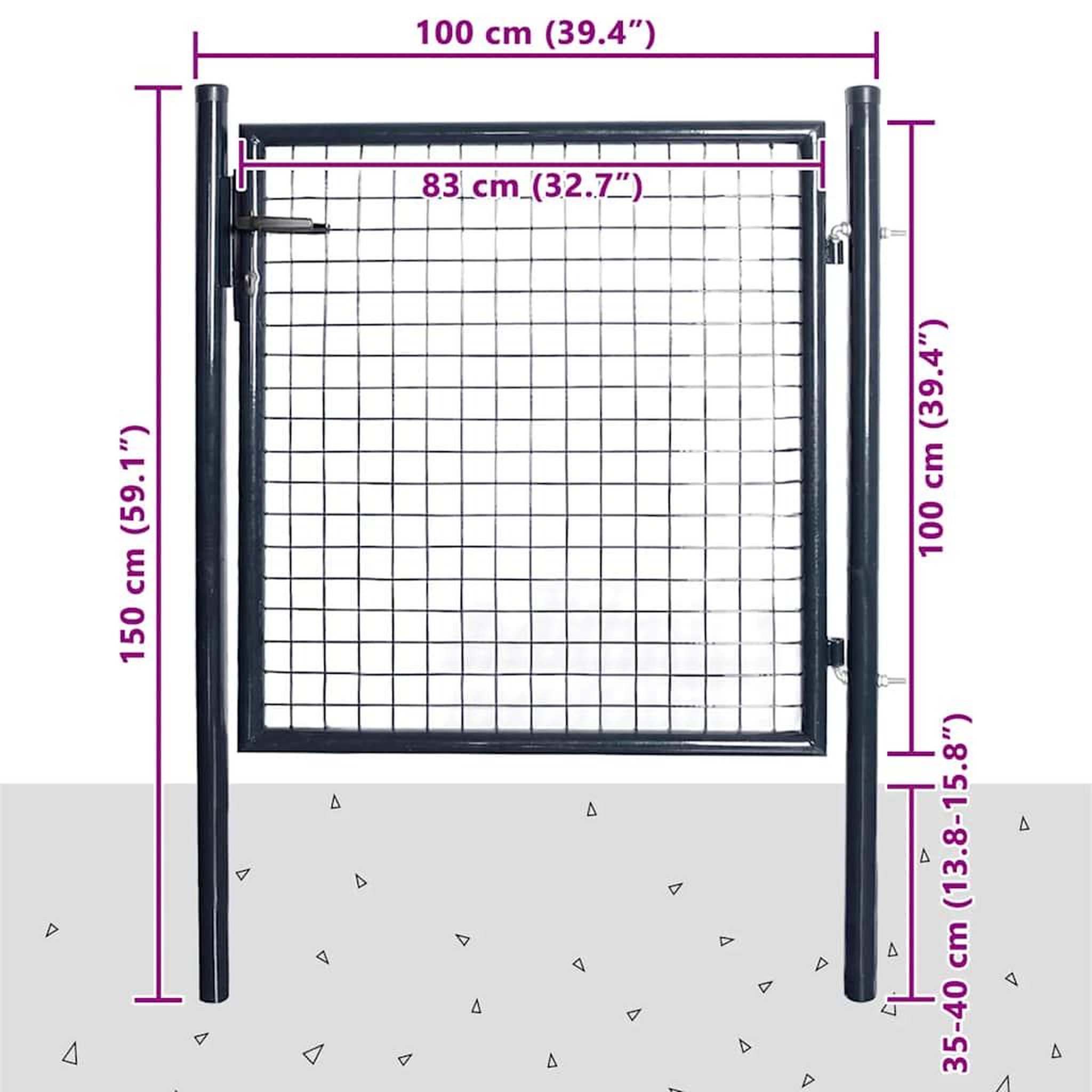 Voir la diapositive 5 : VIDAXL Portail de jardin grillage en acier galvanise 100x100 cm gris