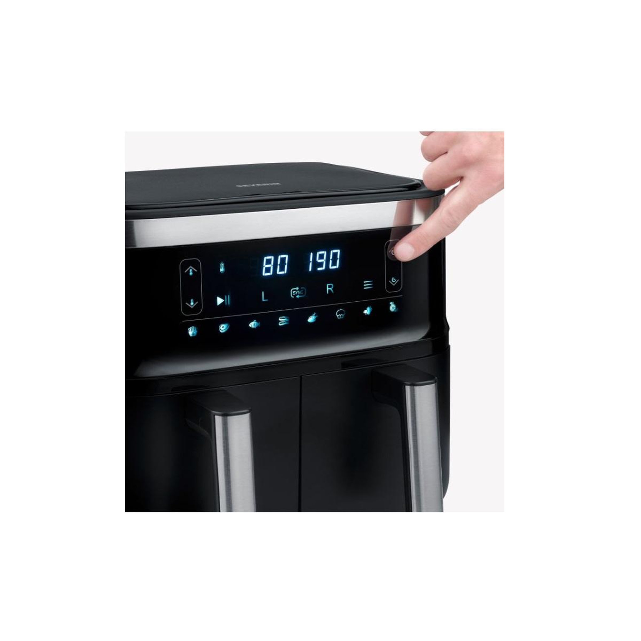 Voir la diapositive 2 : SEVERIN Friteuse sans huile 2x3.8l 2850w noir - fr2453