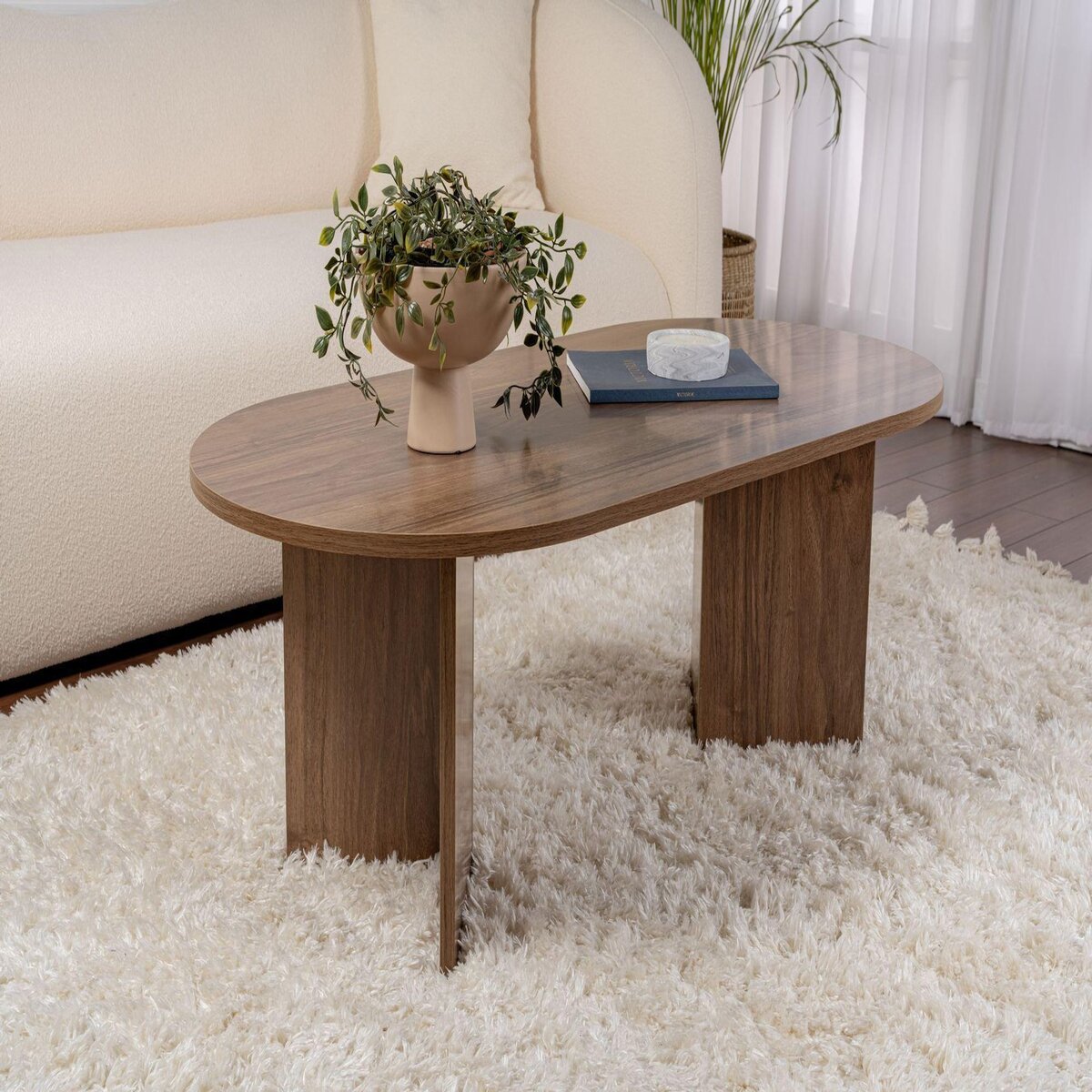 Habitat et Jardin Table basse en bois  Sable  - 60 x 119 x 40 cm - Noyer