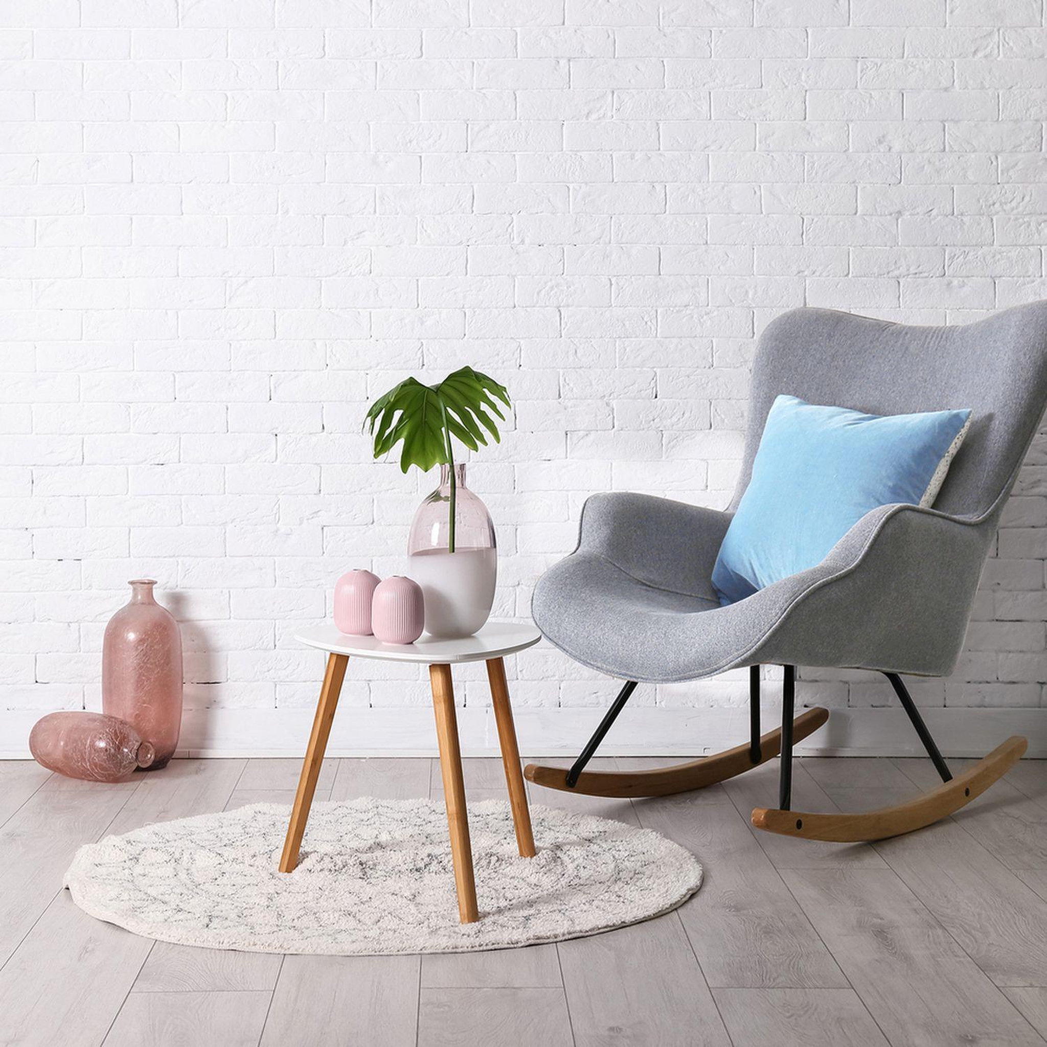Voir la diapositive 2 : The Home Deco Factory Fauteuil à bascule scandinave Helsinki - Gris