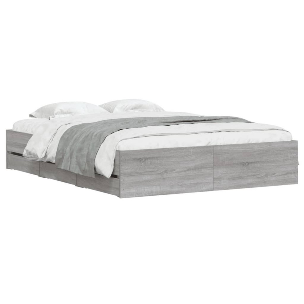 VIDAXL Cadre de lit avec tiroirs sans matelas sonoma gris 140x200 cm