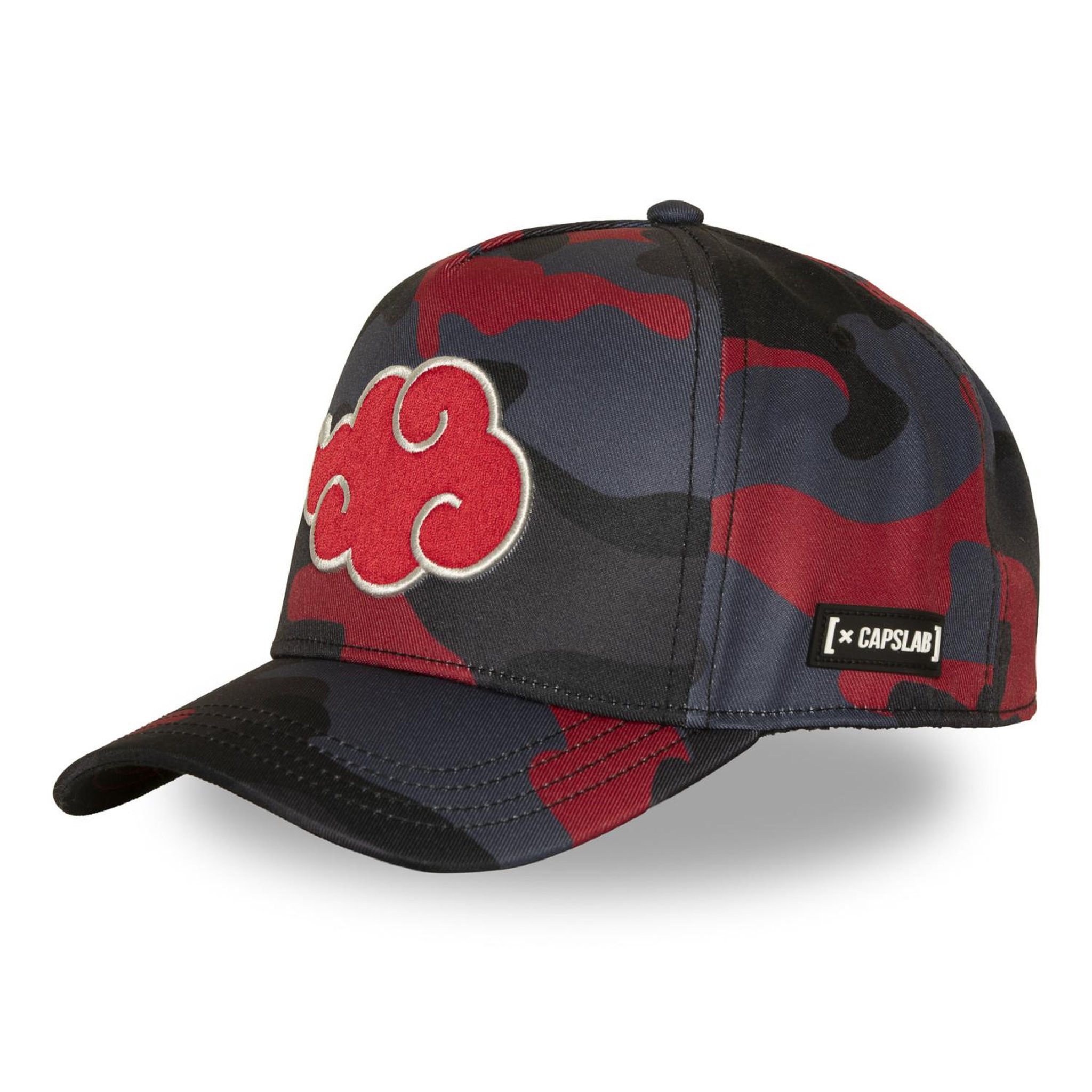CAPSLAB Casquette trucker premium avec logo brodé Naruto Shippuden Red Camo. Coloris disponibles : Rouge