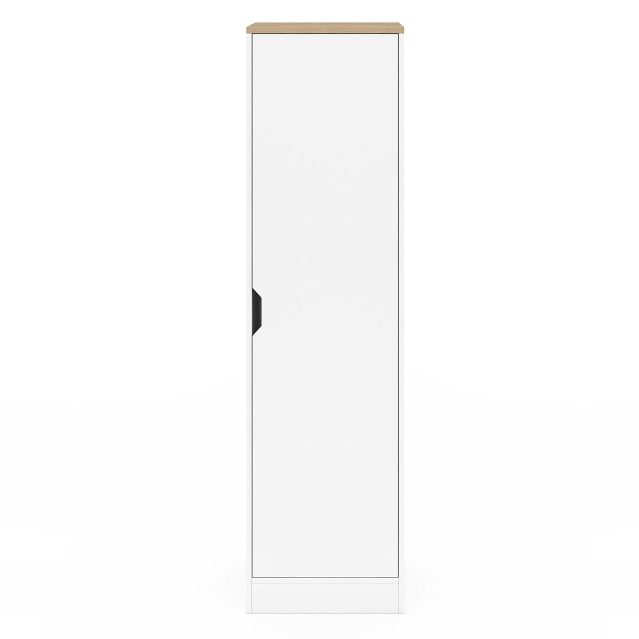 Voir la diapositive 3 : ID MARKET Armoire de rangement NOUK 1 porte avec étagères blanc et bois