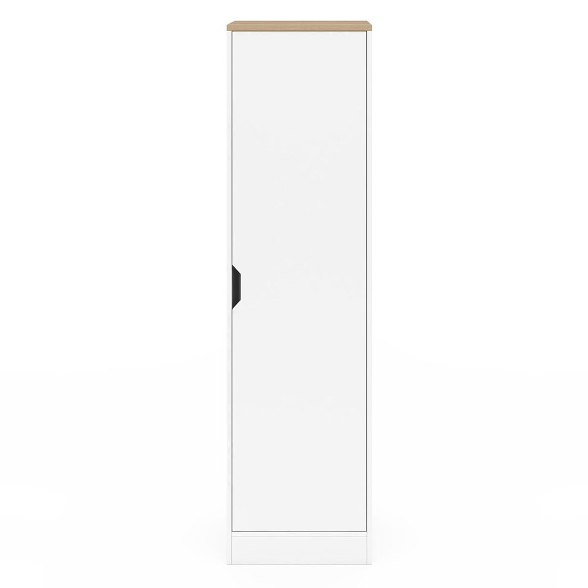 ID MARKET Armoire de rangement NOUK 1 porte avec étagères blanc et bois