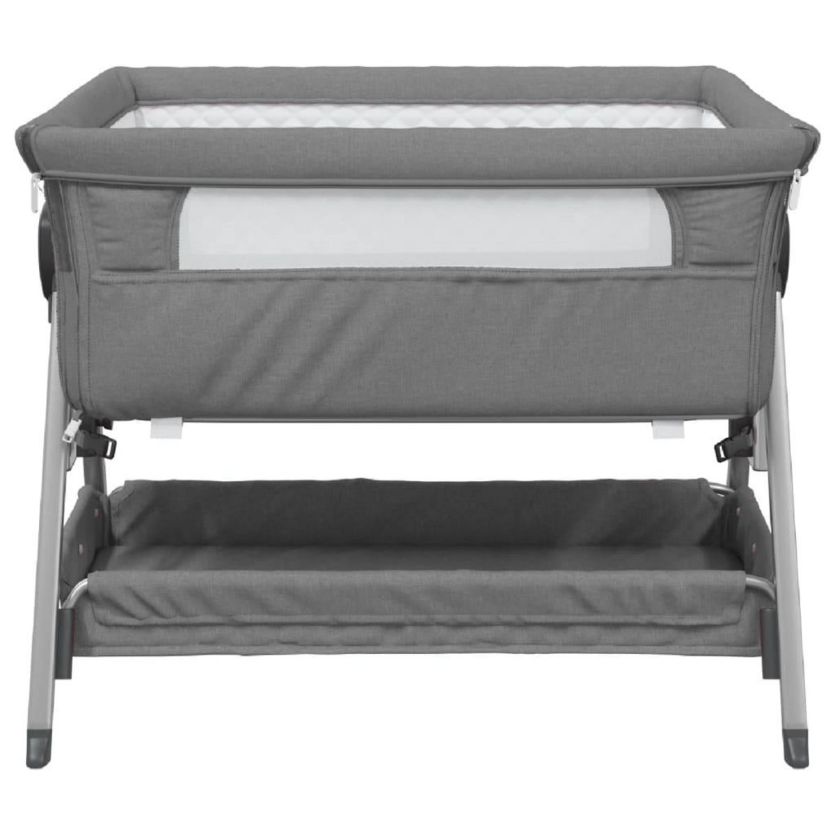VIDAXL Lit pour bebe avec matelas Gris fonce Tissu de lin
