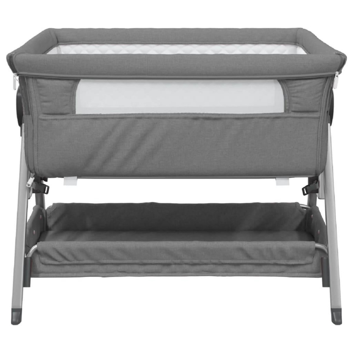 VIDAXL Lit pour bebe avec matelas Gris fonce Tissu de lin