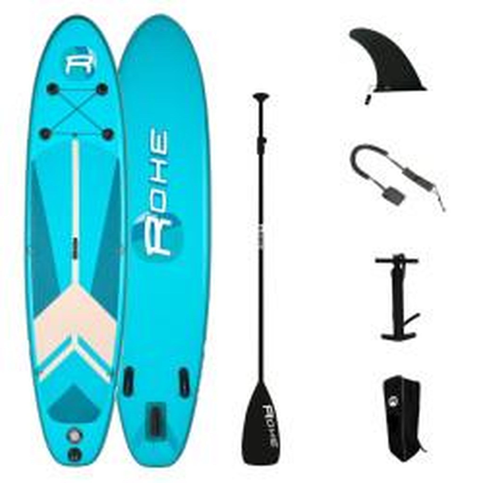 Voir la diapositive 1 : ROHE Stand Up Paddle gonflable INDIANA BLUE ROHE 10'6'' (320cm) 30'' (76cm) 6'' (15cm) avec Pompe, Pagaie, Leash et Sac de transport