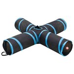 VIDAXL Tunnel pour chats a 4 voies Noir et bleu 132 cm Polyester