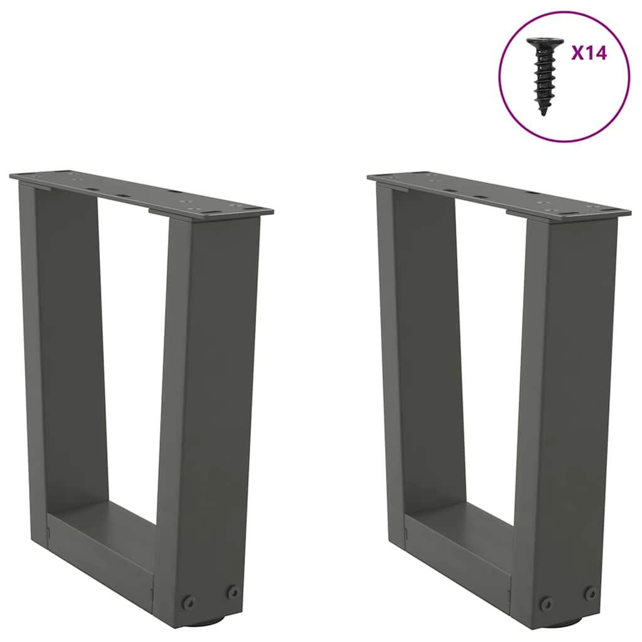 Voir la diapositive 3 : VIDAXL Pieds de table a manger forme V 2 pcs anthracite 30x(30-31,3)cm