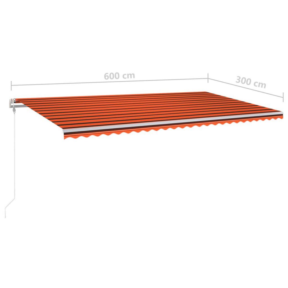 VIDAXL Auvent manuel retractable avec LED 6x3 m Orange et marron