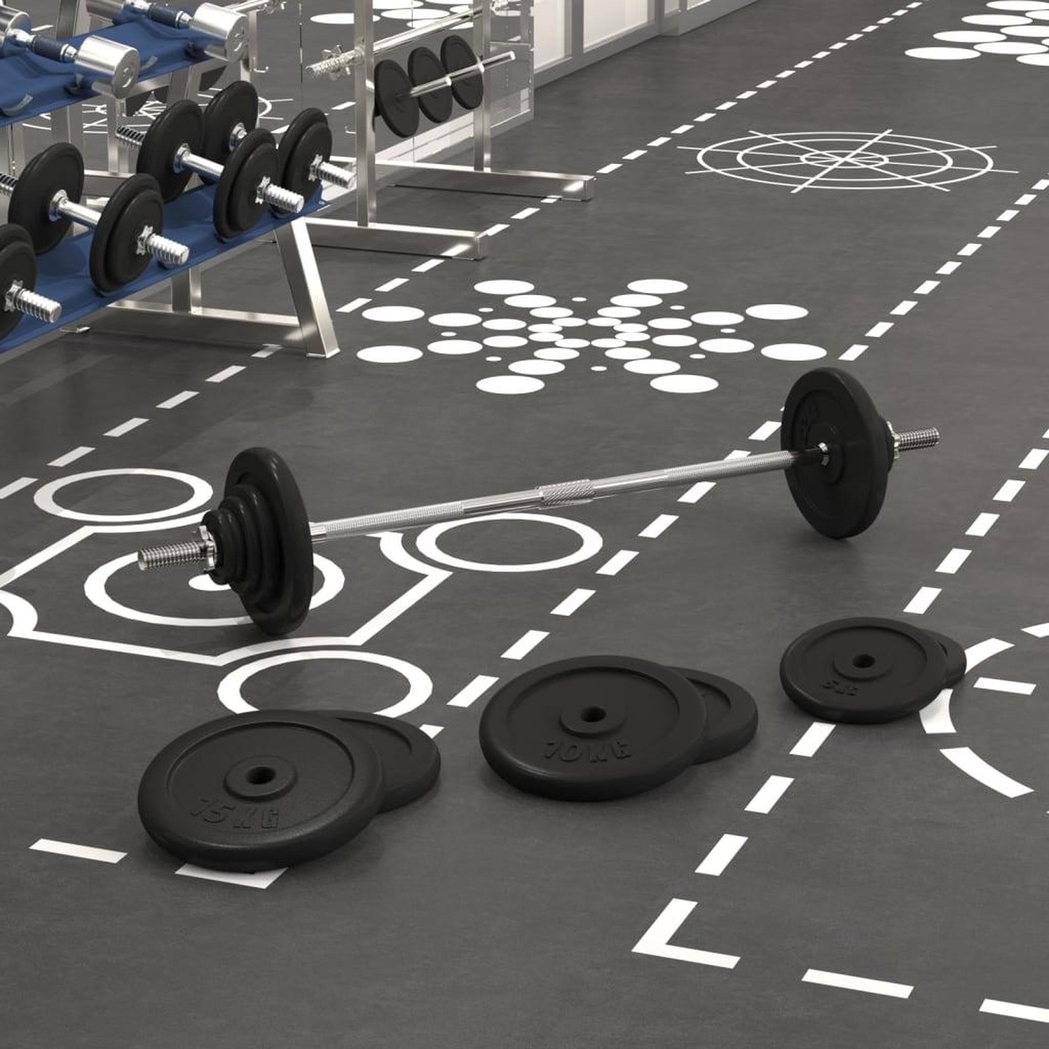 Voir la diapositive 1 : VIDAXL Barre d'halteres avec plaques 90 kg fonte