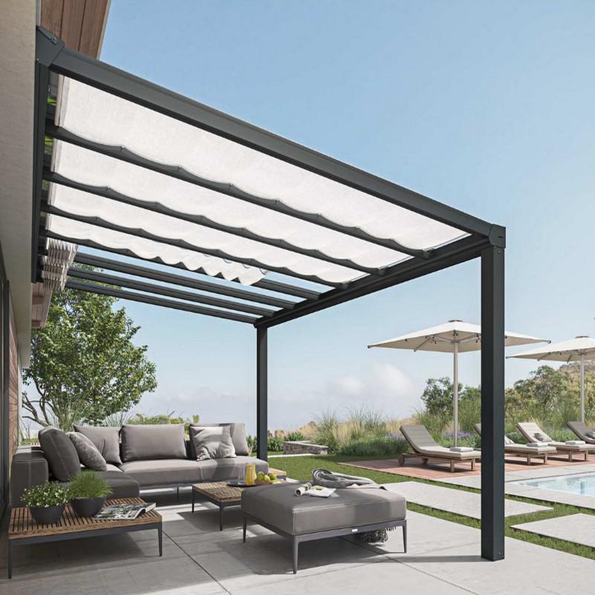 Voir la diapositive 2 : Palram Couverture de patio 3,4x5,2m gris - 705873