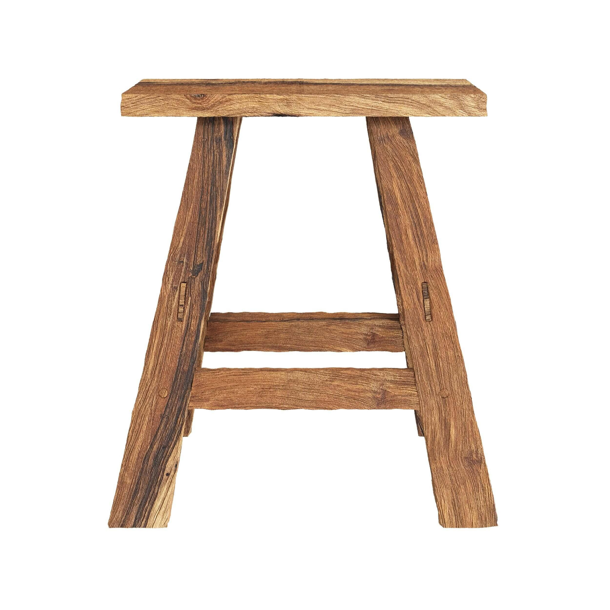 Voir la diapositive 6 : MAISON PAVANE Tabouret en bois de teck recyclé H45 cm-Bob