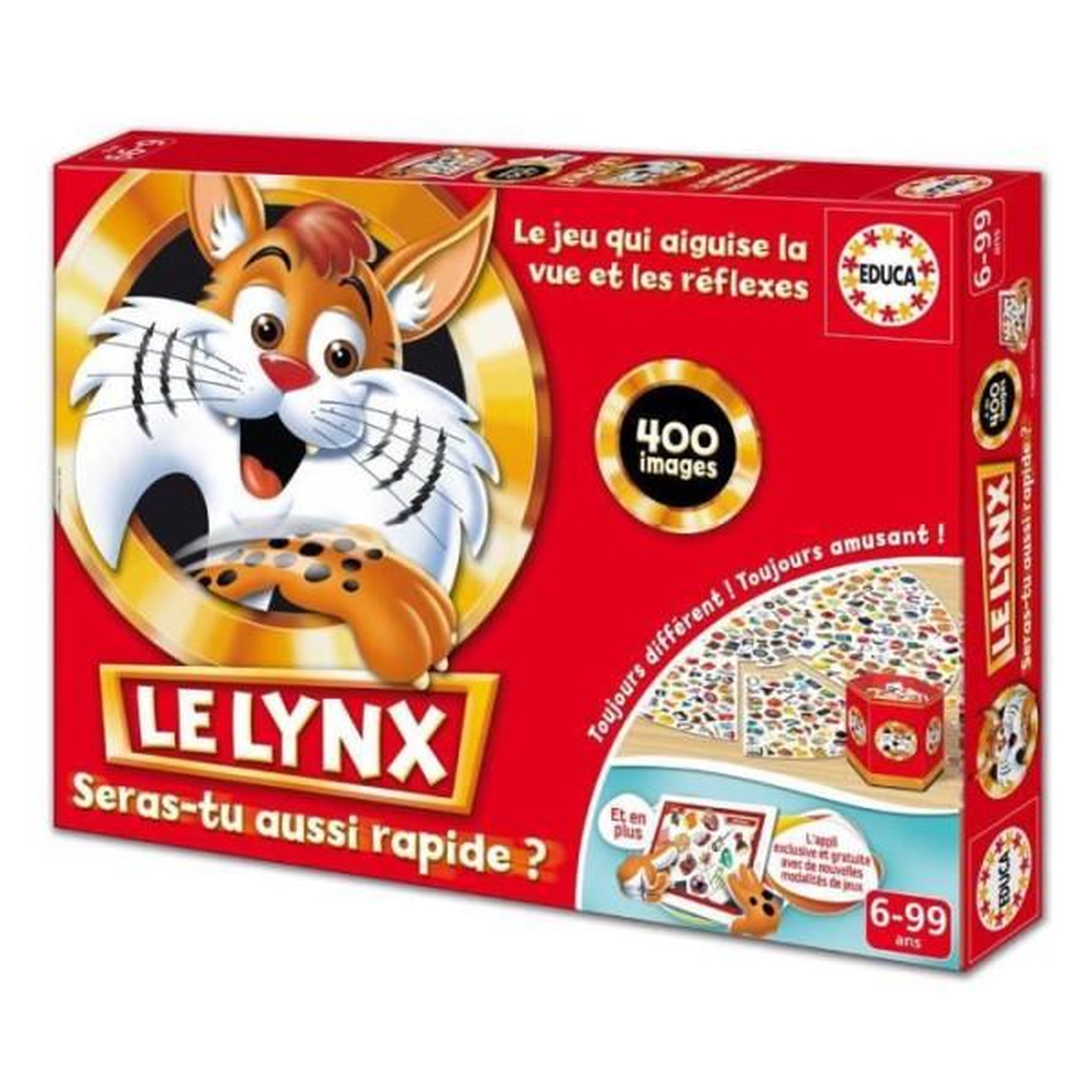 Voir la diapositive 2 : EDUCA Le lynx 400 images, educa, jeu de société famille et enfants, renforce la mémoire visuelle et les réflexes, des 6 ans (16042