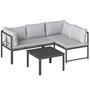 Voir la diapositive 1 : OUTSUNNY Salon de jardin d'angle design 3 places 3 pièces avec coussins gris