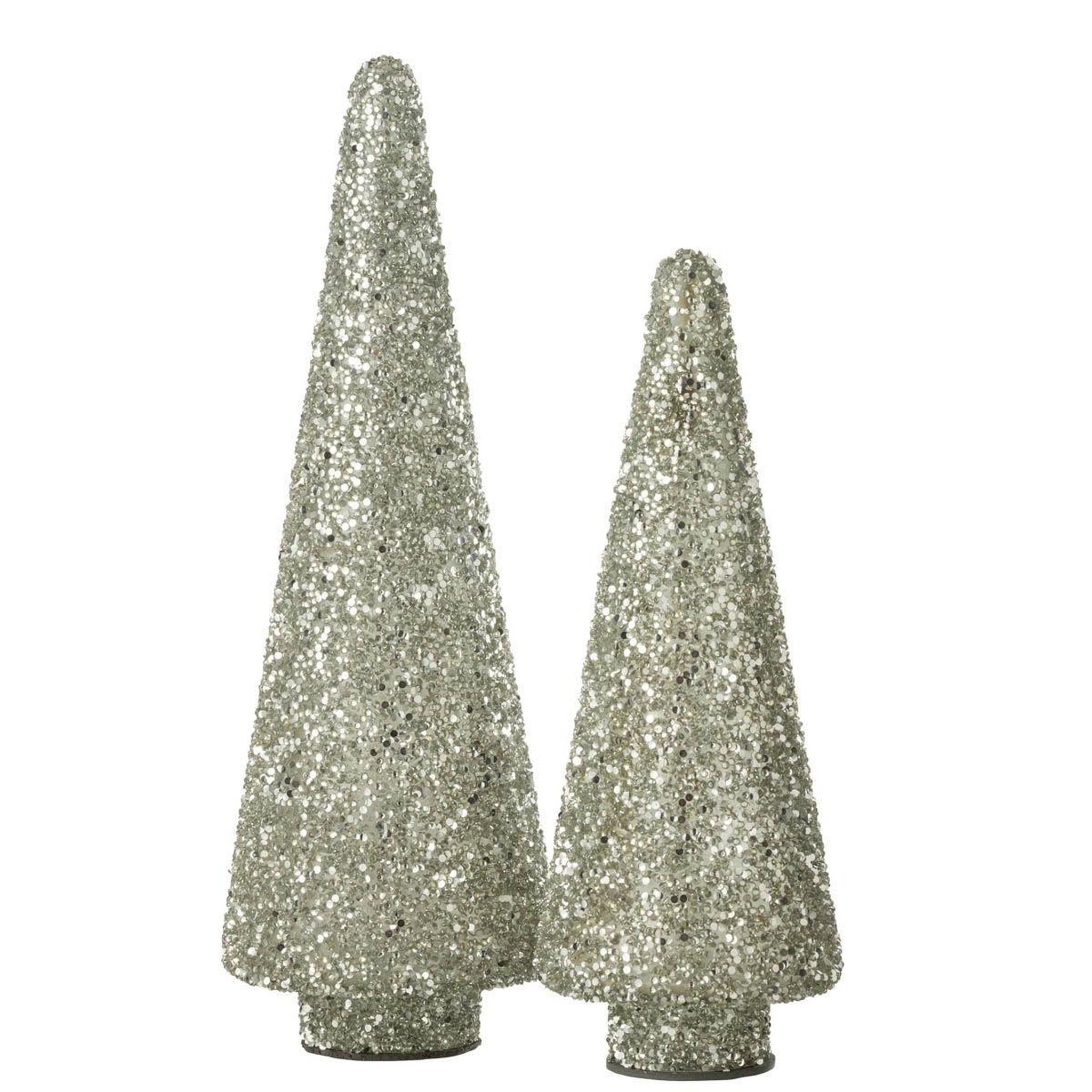 Voir la diapositive 2 : J-LINE Sapin de Noël Déco à Paillettes  Ethel  39cm Argent