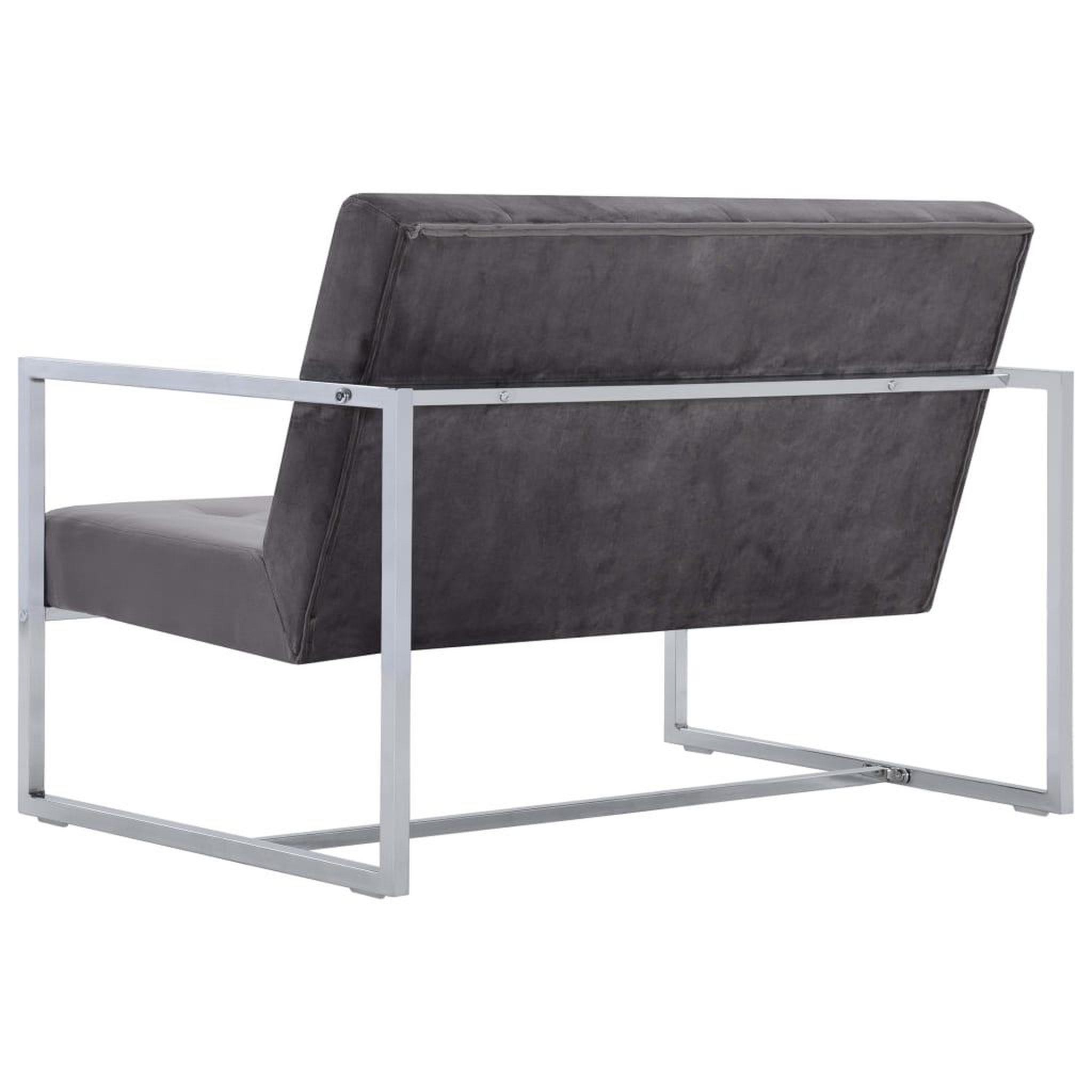 Voir la diapositive 5 : VIDAXL Canape 2 places avec accoudoirs Gris fonce Chrome et velours
