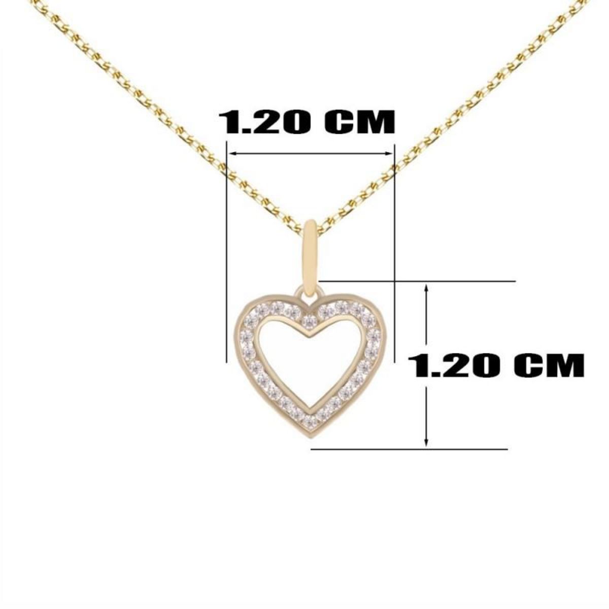 L'ATELIER D'AZUR Collier - Pendentif Or Jaune Coeur Serti de Zirconiums - Chaine Dorée Offerte