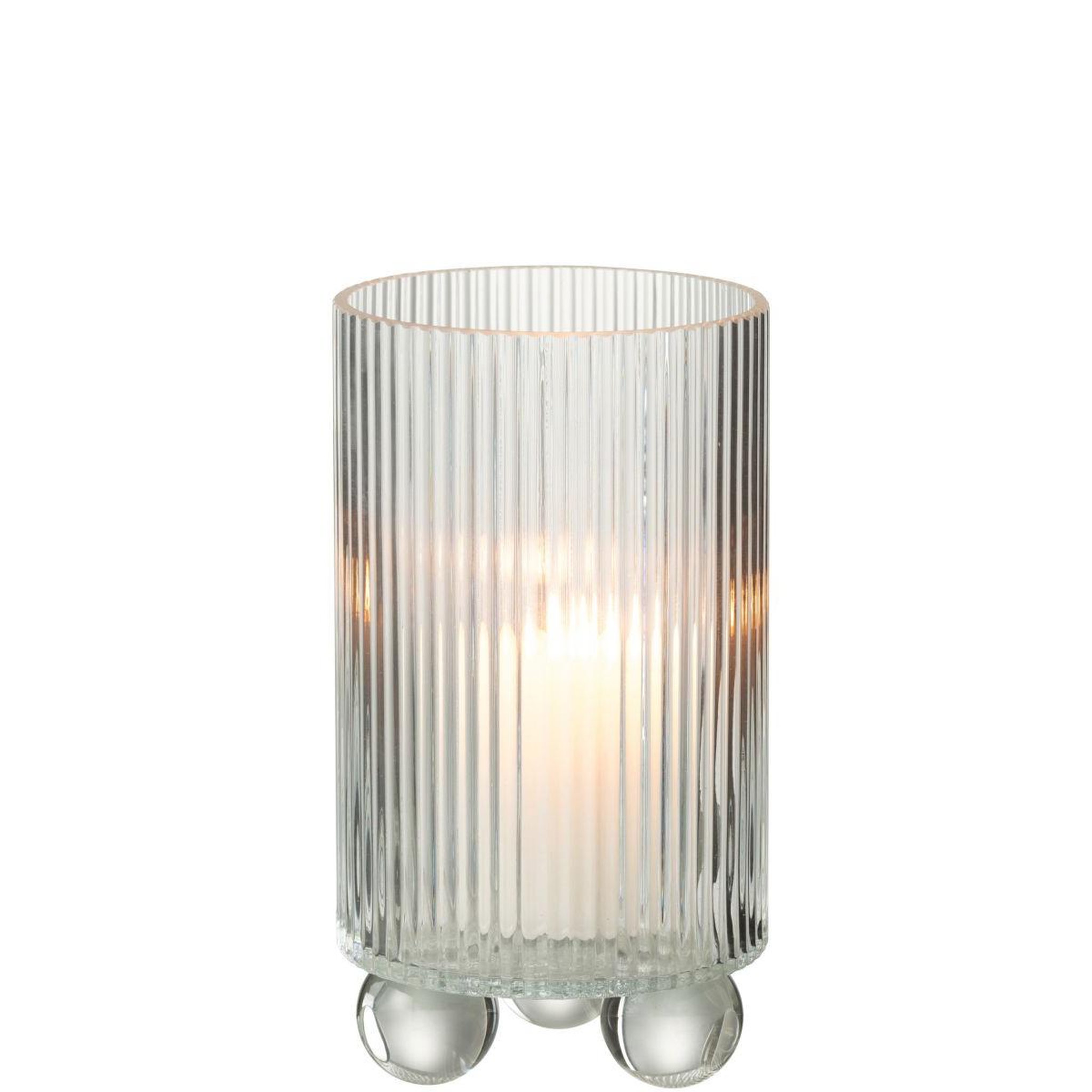 Voir la diapositive 2 : J-LINE Photophore Vase en Verre  Clara  21cm Transparent