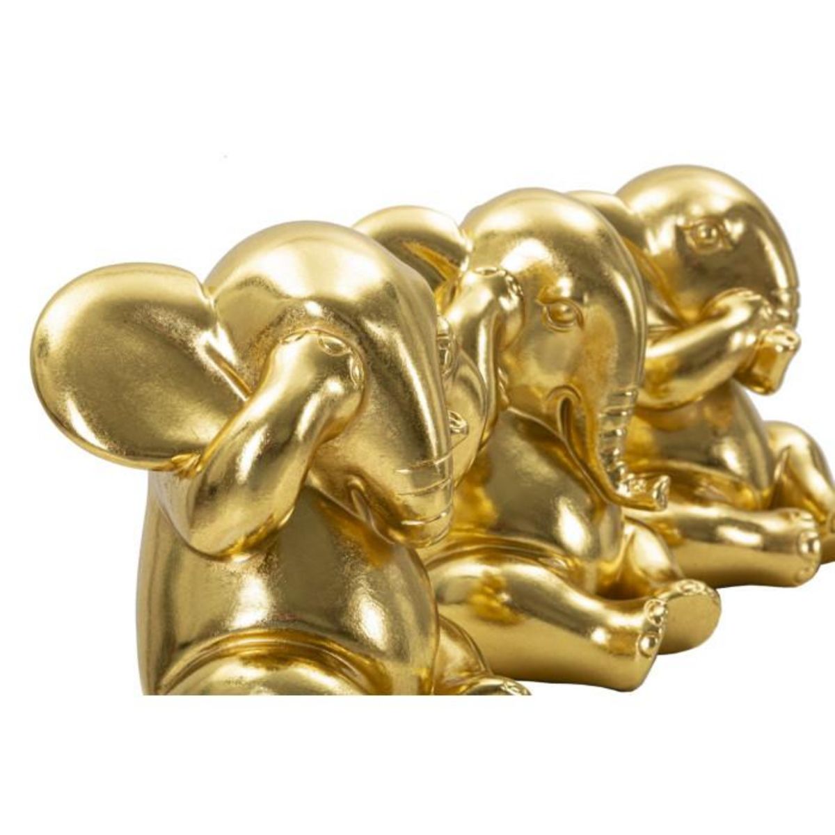 Paris Prix Lot de 3 Statuettes en Résine  Éléphants  20cm Or