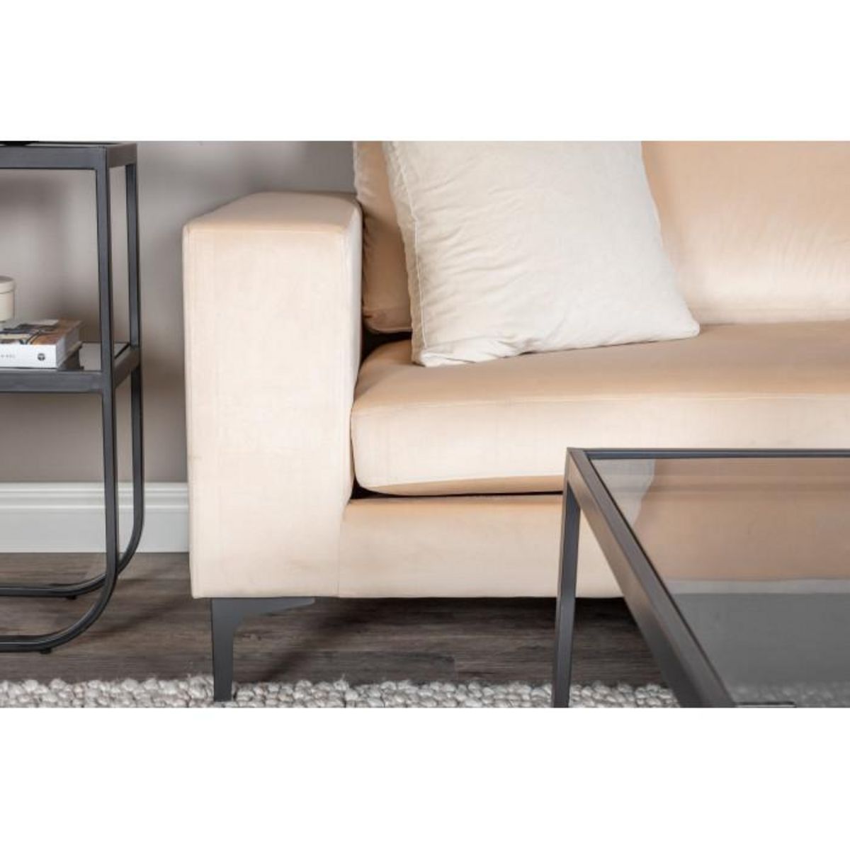 Paris Prix Canapé 3 Places en Velours  Bolero  215cm Beige